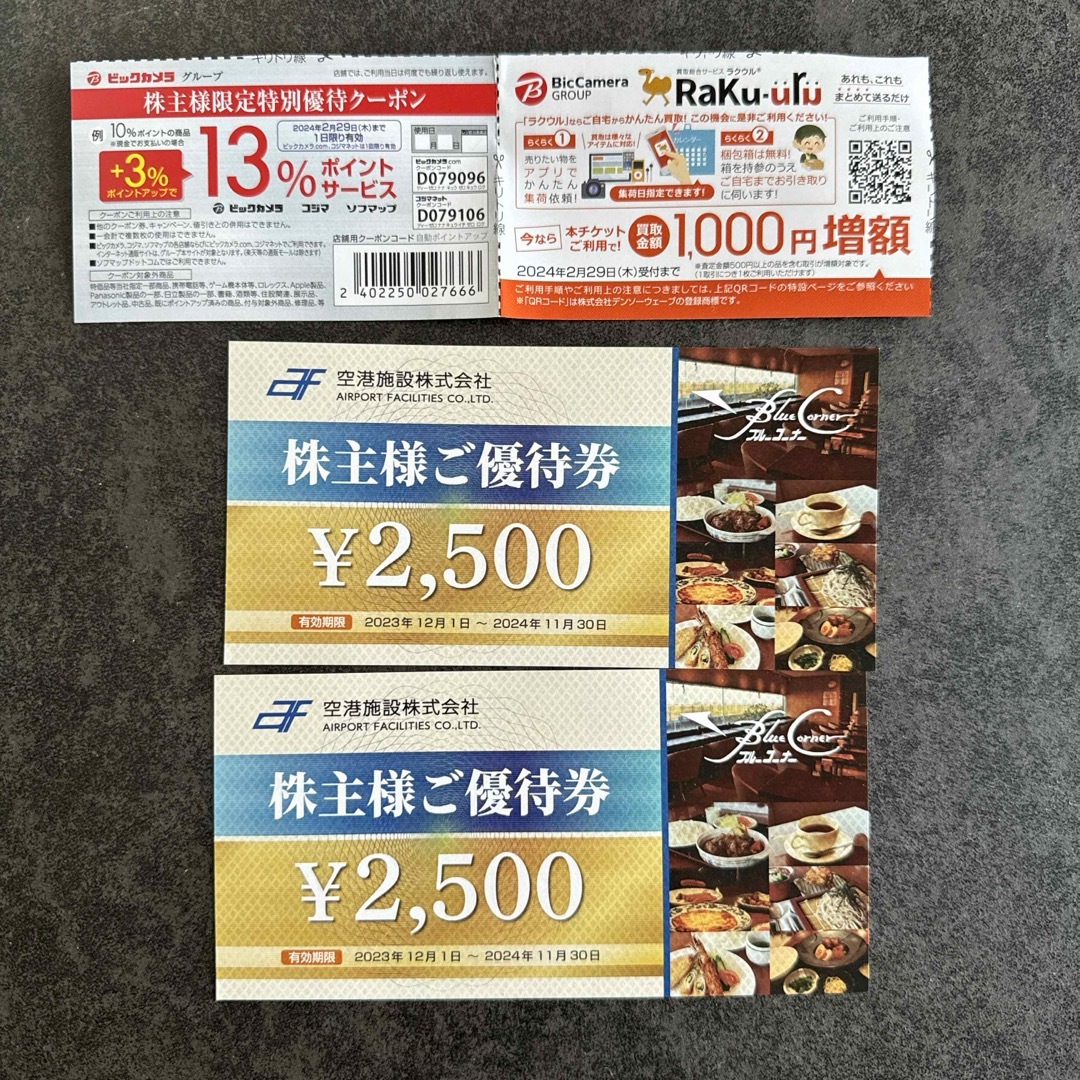 空港施設ブルーコーナー株主優待おまけ付 チケットの優待券/割引券(レストラン/食事券)の商品写真