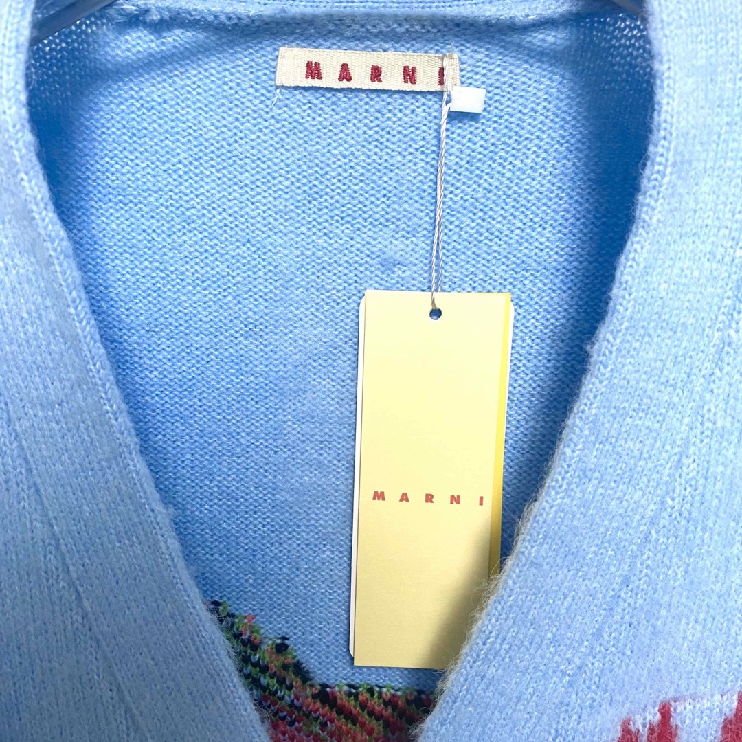 MARNI - MARNI マルニ ロゴ ストライプ カーディガン スーパー MARNI - MARNI マルニ ロゴ ストライプ カーディガン スーパー
