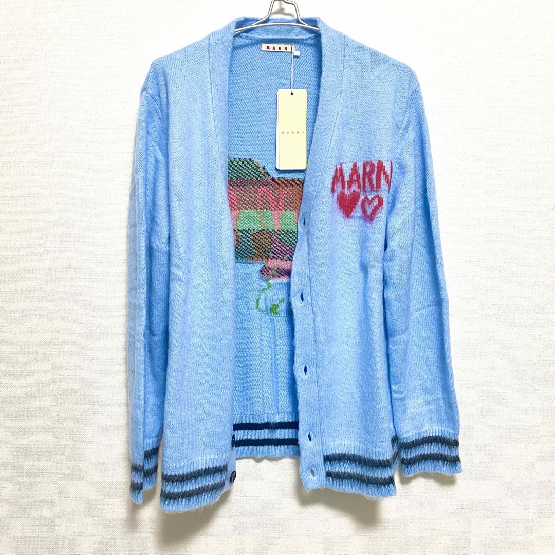 MARNI - MARNI マルニ ロゴ ストライプ カーディガン スーパー MARNI - MARNI マルニ ロゴ ストライプ カーディガン スーパー