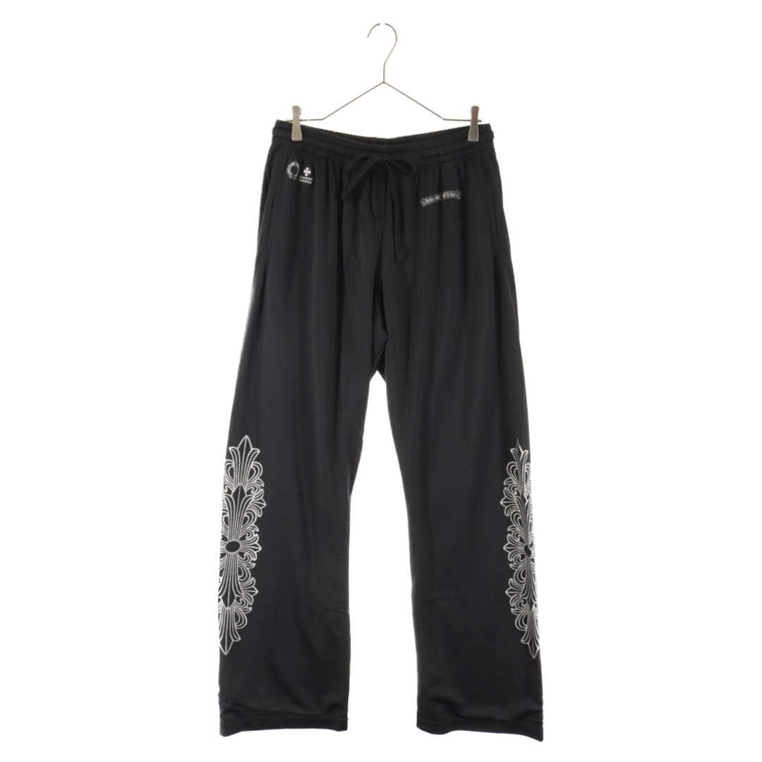 37センチワタリCHROME HEARTS クロムハーツ MESH VARSITY PANTS CH メッシュプリントジャージ ロングパンツ ブラック