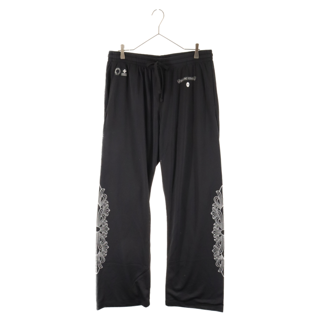 CHROME HEARTS クロムハーツ MESH VARSITY PANTS CH メッシュプリントジャージ ロングパンツ ブラック83センチ裾幅