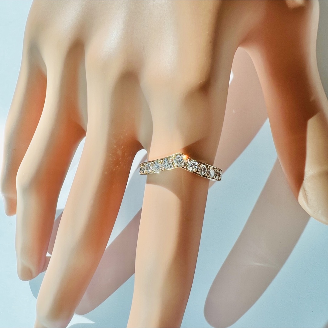 V字リング☆K18/K18PG/PTダイヤモンドリング D:1.00ct レディースのアクセサリー(リング(指輪))の商品写真