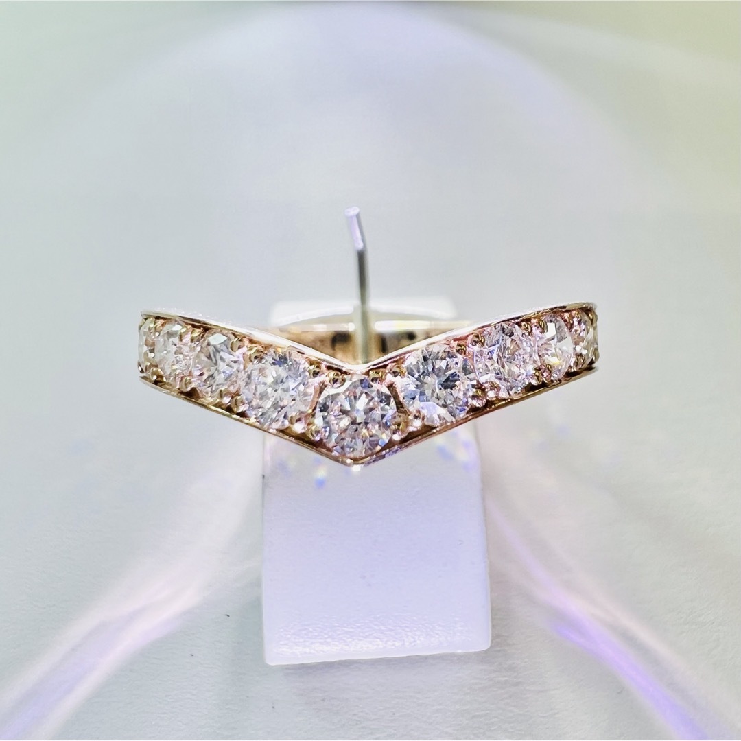 V字リング☆K18/K18PG/PTダイヤモンドリング D:1.00ct レディースのアクセサリー(リング(指輪))の商品写真