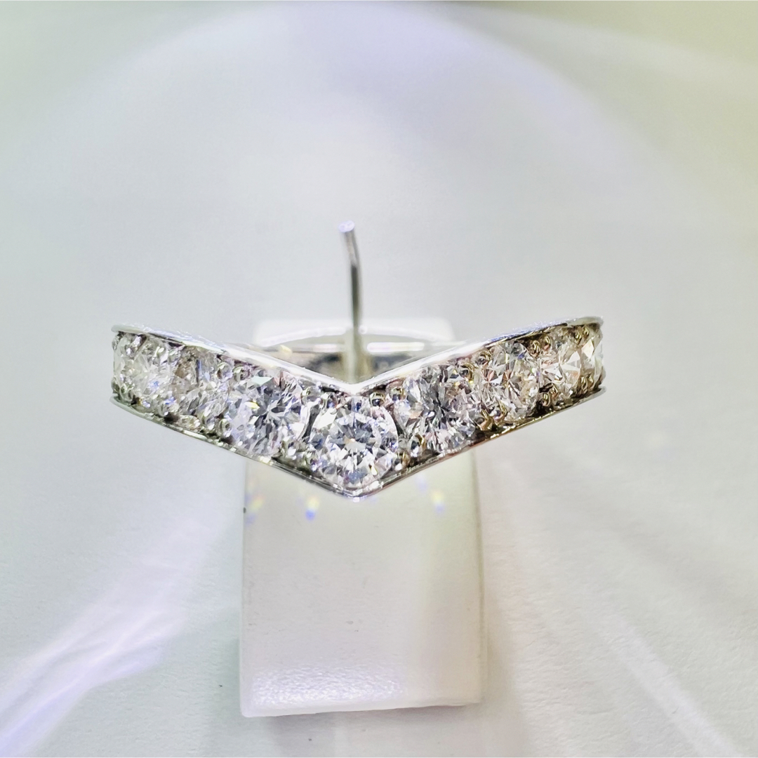 V字リング☆K18/K18PG/PTダイヤモンドリング D:1.00ct レディースのアクセサリー(リング(指輪))の商品写真