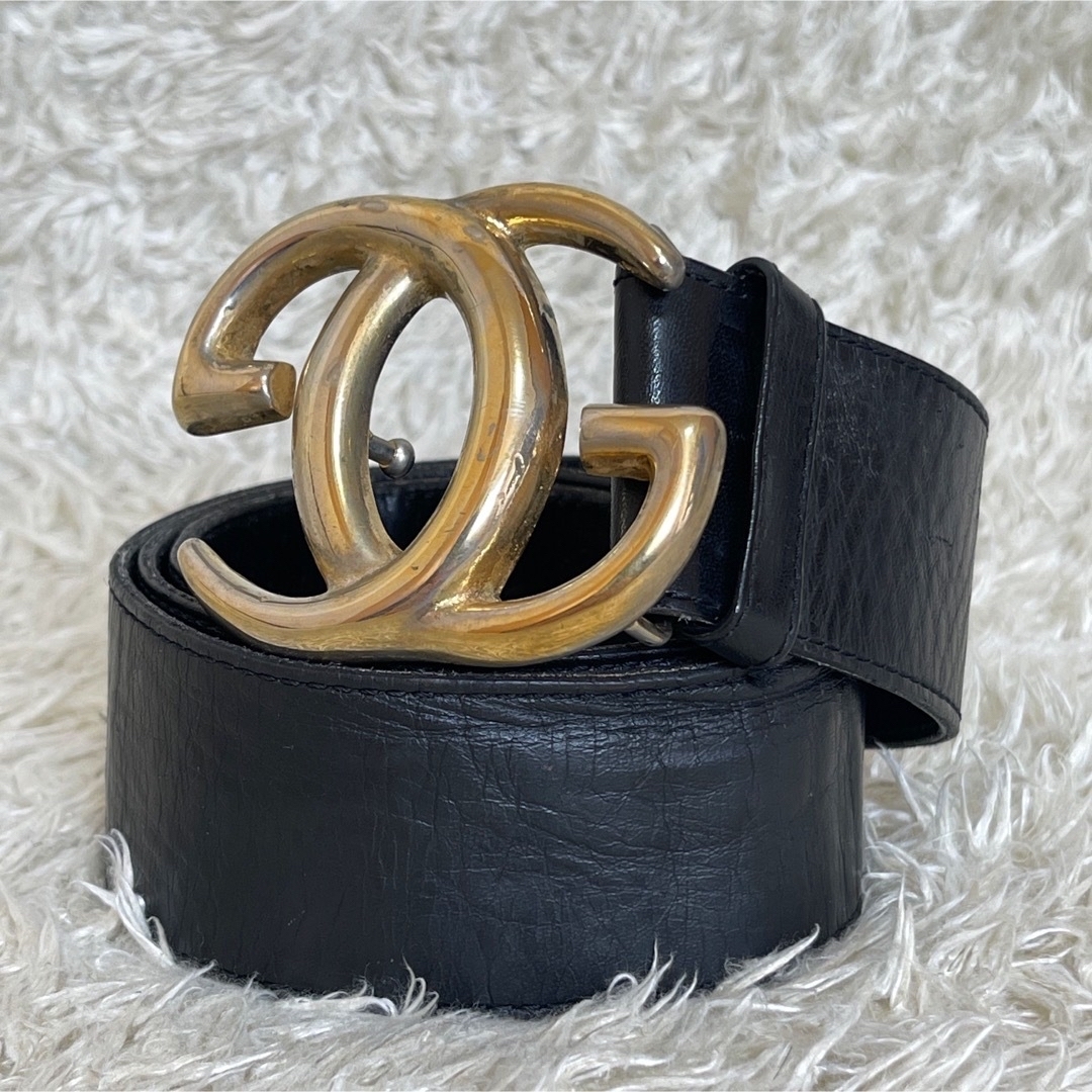 Gucci - グッチ ベルト インターロッキング GG レザー ゴールド