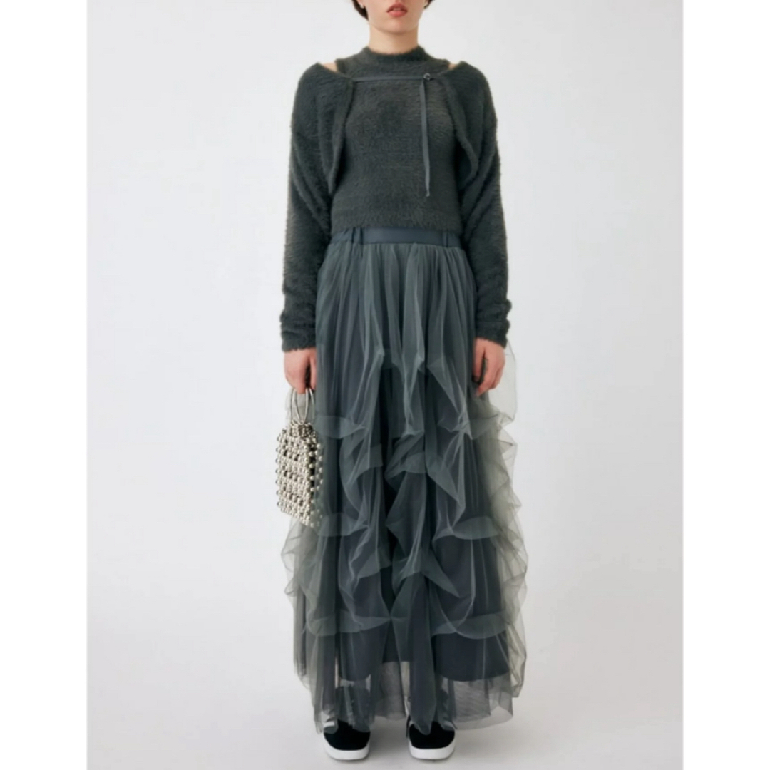 SNIDEL(スナイデル)のトレンドmoussy マウジーVOLUME TULLE ロングスカート　チュール レディースのスカート(ロングスカート)の商品写真
