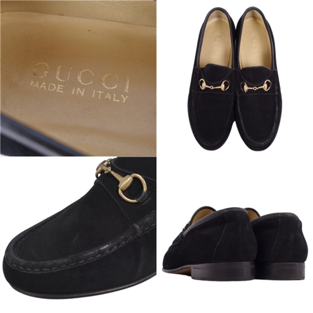 Gucci(グッチ)のVintage グッチ GUCCI ローファー モカシン ホースビット スウェードレザー  シューズ 靴 レディース 37(24cm相当) ブラック レディースの靴/シューズ(ローファー/革靴)の商品写真