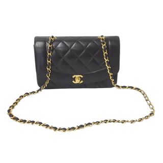 シャネル(CHANEL)のCHANEL シャネル チェーンショルダーバッグ マトラッセ ダイアナ 22 3番台 ラムスキン ブラック ゴールド金具 美品 中古 57421(ハンドバッグ)