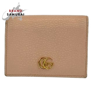 グッチ(Gucci)のGUCCI グッチ GGマーモント ピンク 桃色 ゴールド金具 レザー 二つ折り財布 札入れ レディース 403980 【中古】(財布)