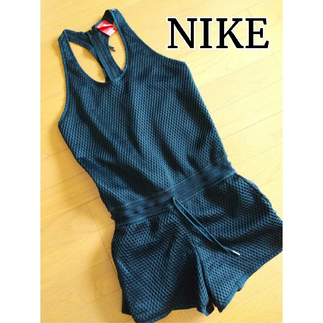 NIKE(ナイキ)の美品♪NIKE★ブラックメッシュオールインワンレディース女性 スポーツ/アウトドアのトレーニング/エクササイズ(ヨガ)の商品写真