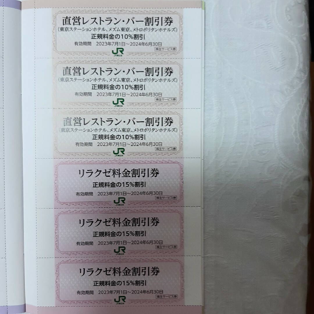 JR(ジェイアール)のjr東日本 株主サービス券 直営レストランバー リラクゼ 割引券 チケットの優待券/割引券(レストラン/食事券)の商品写真