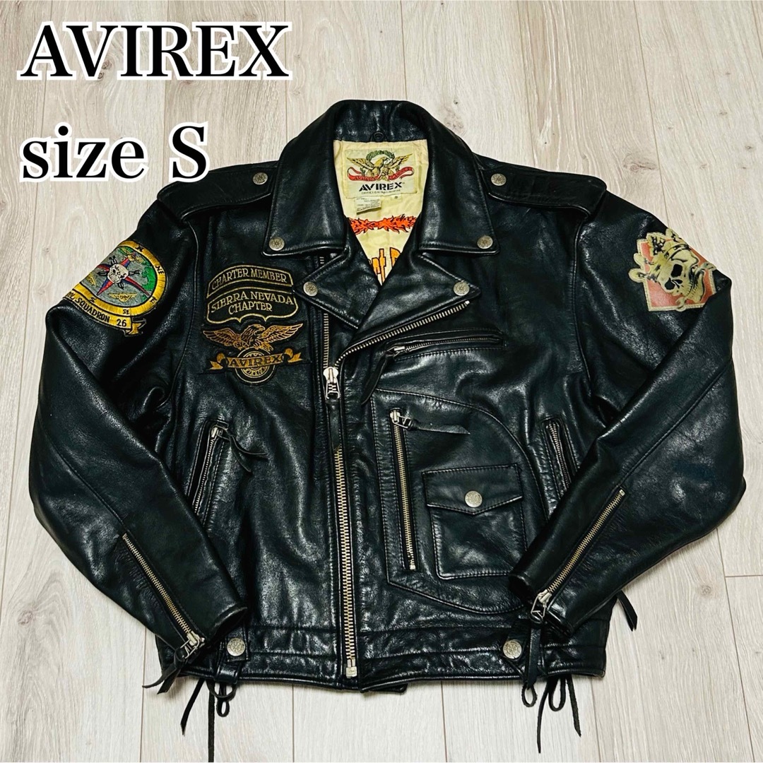 AVIREXアヴィレックス ライダースジャケットメンズM ブラックレザージャケット