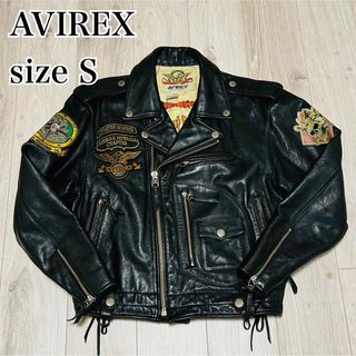 アヴィレックス(AVIREX)の【希少】アヴィレックス　ダブルライダース　レザージャケット　S ブラック　黒　M(ライダースジャケット)