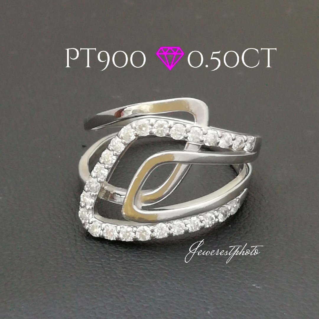 Pt900✨ダイヤ0.50ct✨幅広✨キラリ✨ダイヤリング✨デーリー使いOK