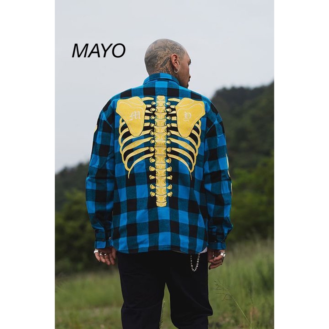 サイズL着丈MAYO BONES Embroidery Check Shirt