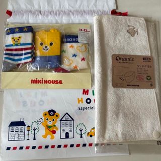 ミキハウス(mikihouse)の【新品未使用】ミキハウス　靴下　オーガニックコットンハンドタオル(靴下/タイツ)