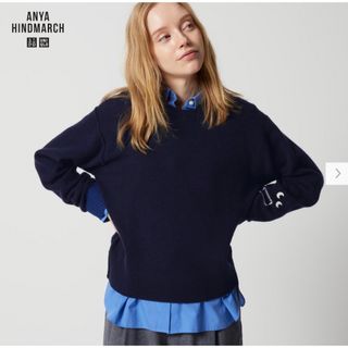 ユニクロ(UNIQLO)のUniqlo Anya Hindmarch プレミアムラム　クルーネックセーター(ニット/セーター)