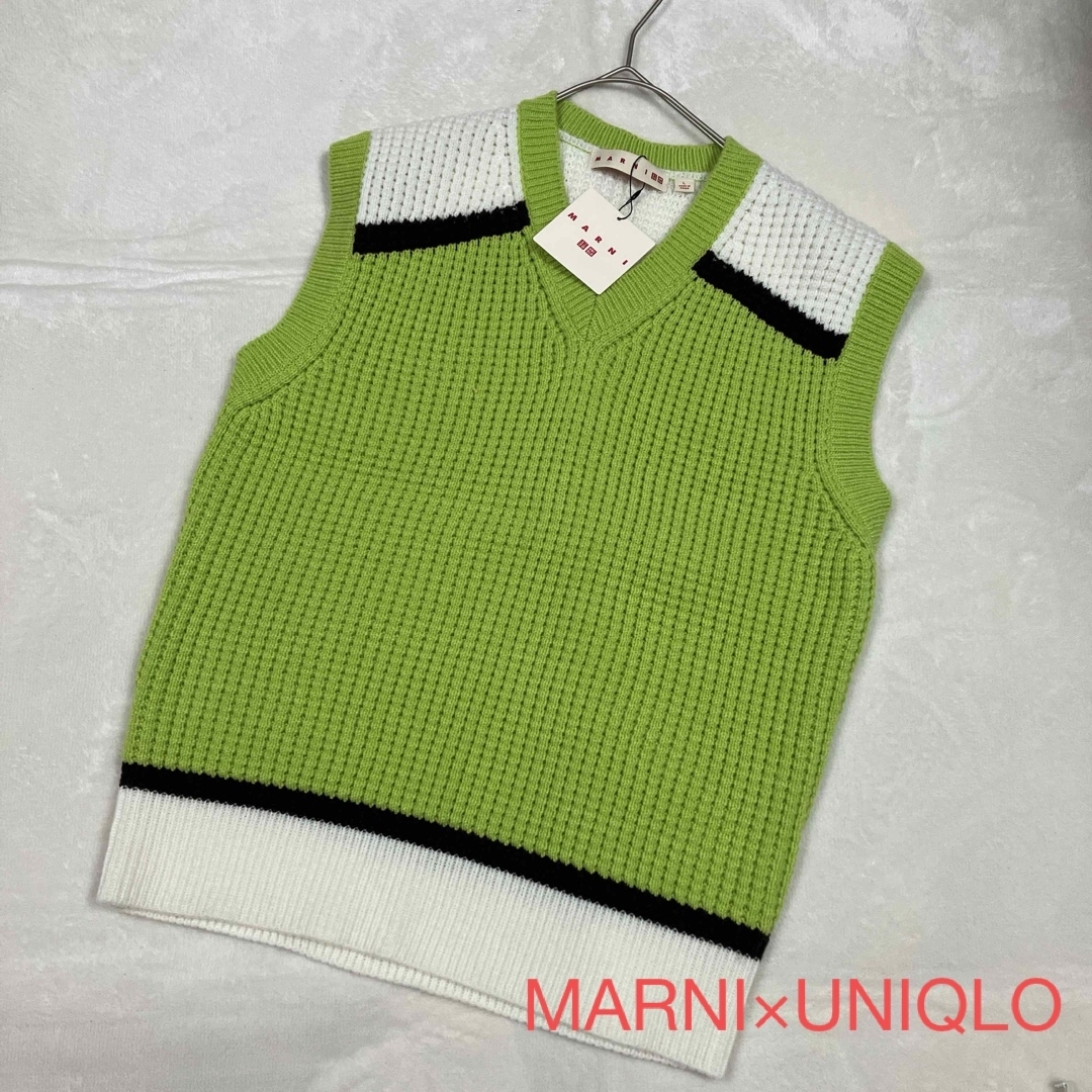 未使用】MARNI×UNIQLO コラボ　ニットベスト　グリーン　セーター | フリマアプリ ラクマ