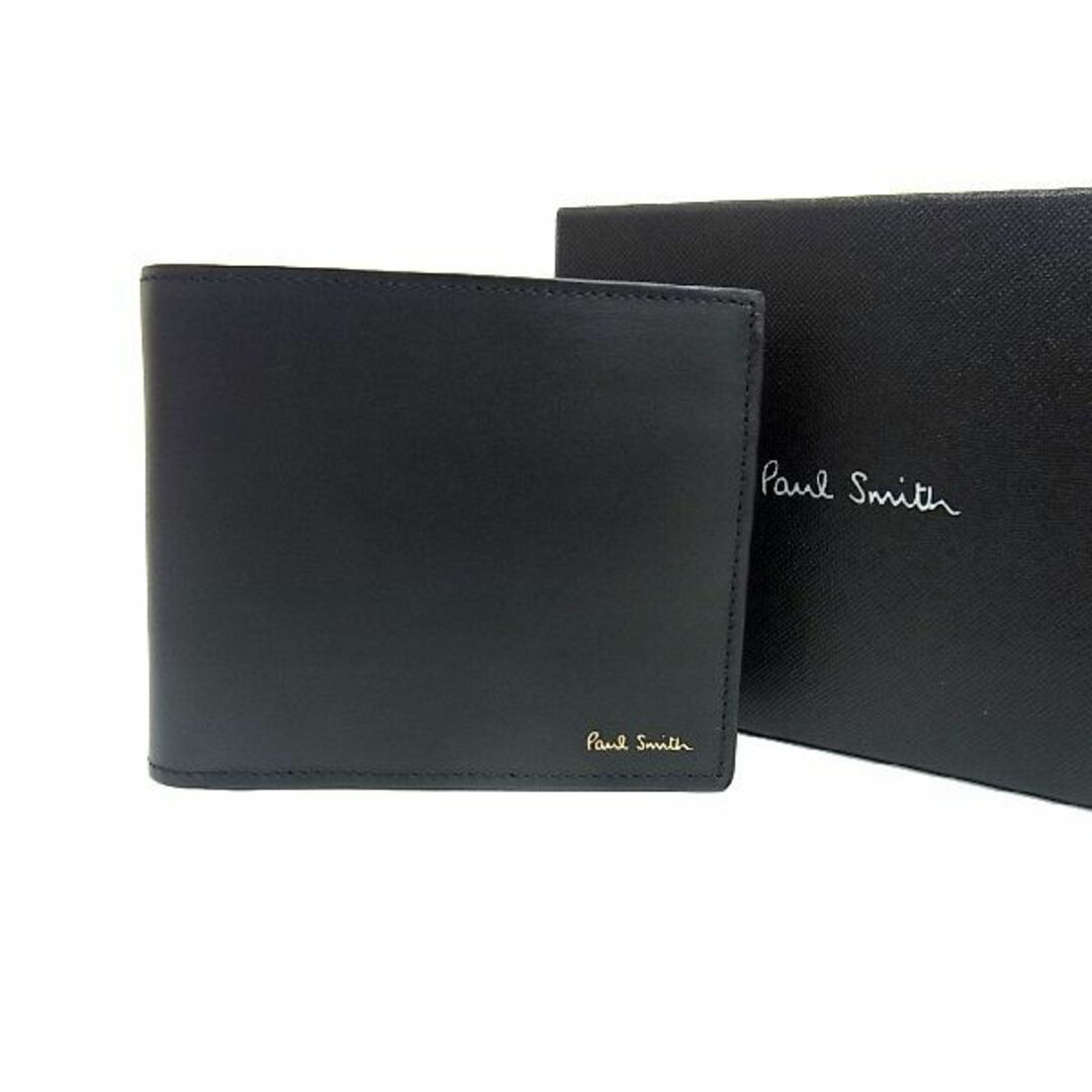 ■新品■未使用■ Paul Smith ポールスミス レザー 二つ折り 財布 ウォレット 小銭入れ 札入れ メンズ ブラック系 BE7277ブラック系素材