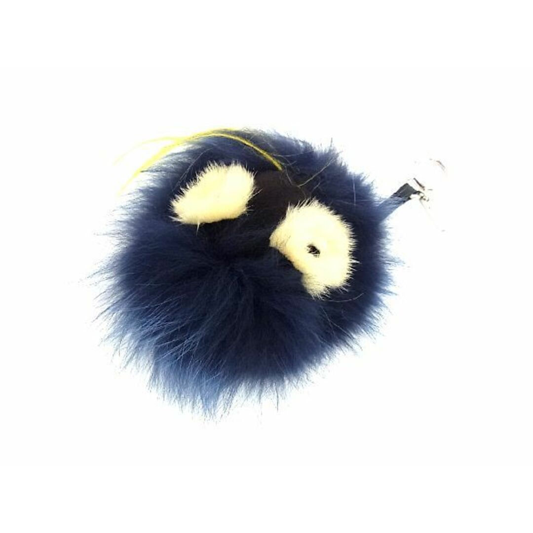 FENDIフェンディ状態ランク■極美品■ FENDI フェンディ バッグバグズ モンスター ファー キーホルダー キーリング チャーム ネイビー系 AU1223