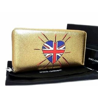 ドルチェアンドガッバーナ(DOLCE&GABBANA)の■新品■未使用■ DOLCE＆GABBANA ドルチェ&amp;ガッバーナ DG LOVES LONDON レザー ラウンドファスナー 長財布 ウォレット ゴールド系 BE6795(長財布)