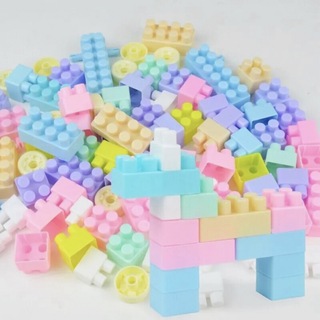 パステル ブロック 88P カラフル 積み木 パズル 子供 おもちゃ おまけ付き(積み木/ブロック)