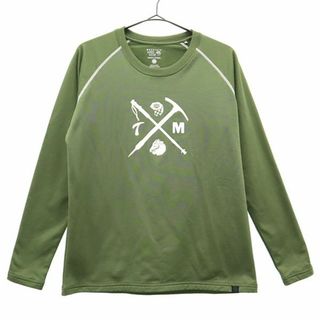 マウンテンハードウェア(MOUNTAIN HARDWEAR)のマウンテンハードウェア ティージェイブランド コラボ プリント 長袖 Tシャツ M グリーン MOUNTAIN HARDWEAR アウトドア スノボー TJ BRAND レディース 古着 【231125】(Tシャツ(長袖/七分))