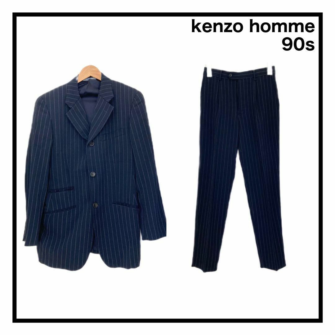 KENZO(ケンゾー)の【90s】　ケンゾーオム　希少　スーツセットアップ　ストライプ　ネイビー　2 メンズのスーツ(セットアップ)の商品写真