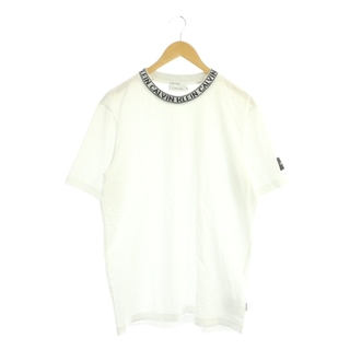 カルバンクライン ネックロゴ刺繍クルーネックTシャツ カットソー 半袖 M 白