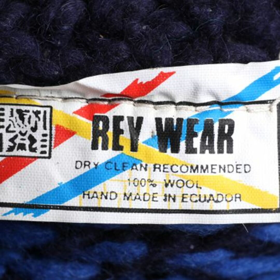 エクアドル製 REY WEAR ウール ハンドニット セーター L 総柄 厚手 メンズのトップス(ニット/セーター)の商品写真