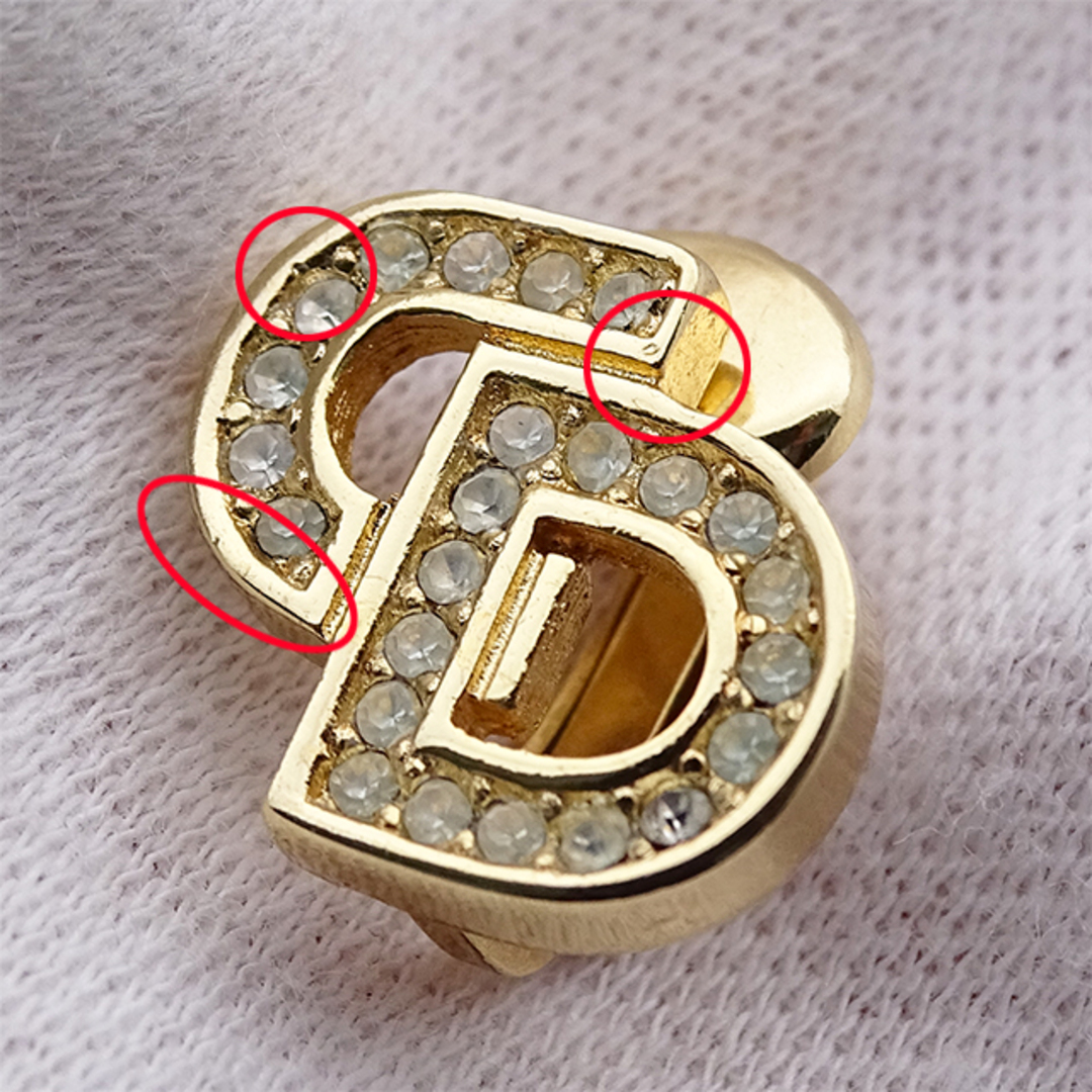 クリスチャンディオール Christian Dior イヤリング レディース ブランド ゴールド ロゴ ラインストーン アクセサリー 可愛い 大人 おしゃれ イエローゴールド―採寸
