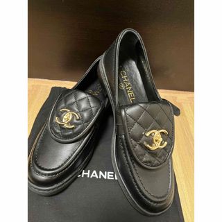 鑑定済みCHANEL シャネル　ローファー　チェーンゴールド　ブラック　フラット