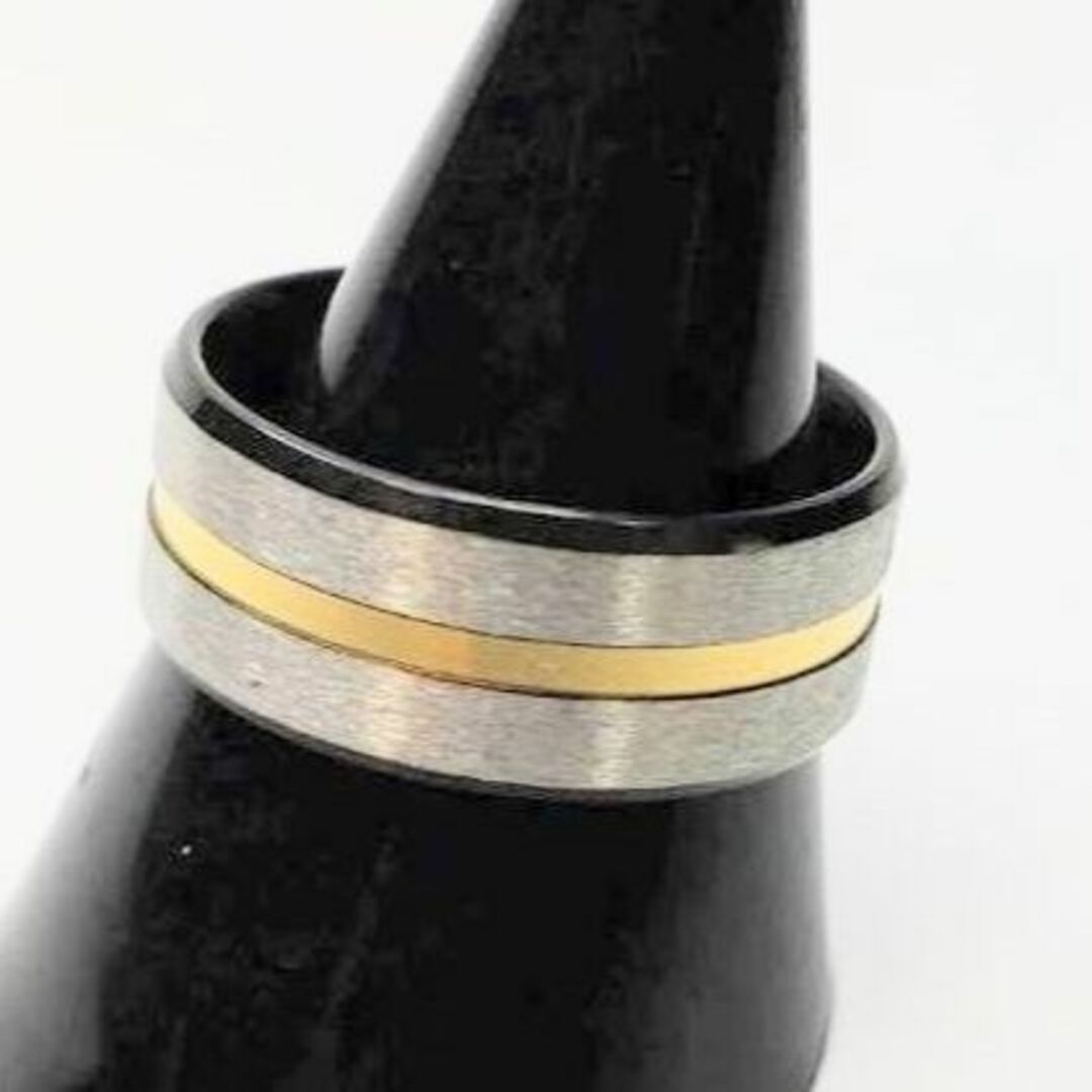 【３３号】シルバー×ゴールド　ライン　リング　指輪　シンプル　ストリート メンズのアクセサリー(リング(指輪))の商品写真