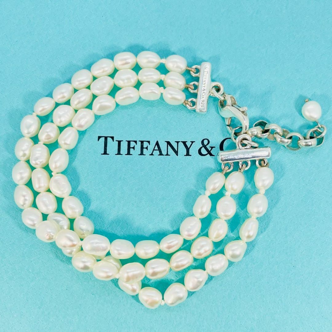 Tiffany & Co.(ティファニー)のティファニー 3連 フレッシュウォーターパール ブレスレット シルバー★576 レディースのアクセサリー(ブレスレット/バングル)の商品写真