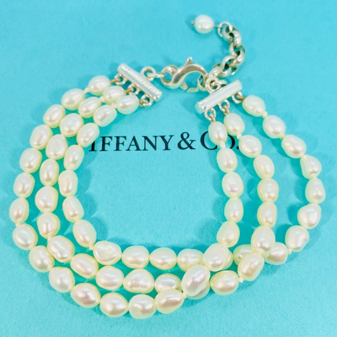 Tiffany & Co.(ティファニー)のティファニー 3連 フレッシュウォーターパール ブレスレット シルバー★576 レディースのアクセサリー(ブレスレット/バングル)の商品写真