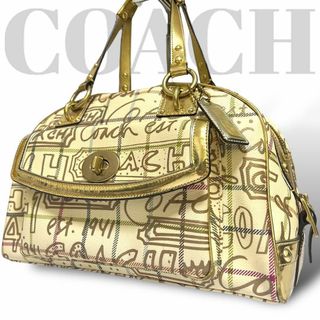 コーチ(COACH)の良品　コーチ　ヘリテージ ストライプ　ターンロック　トートバッグ　ボストン(トートバッグ)