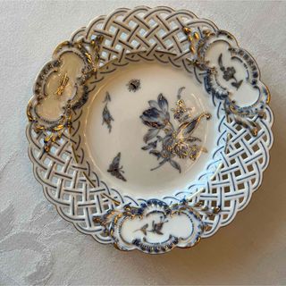 マイセン(MEISSEN)の【Meissen】オールドマイセン 透かし皿　金彩 単色　チューリップ　飾皿(食器)