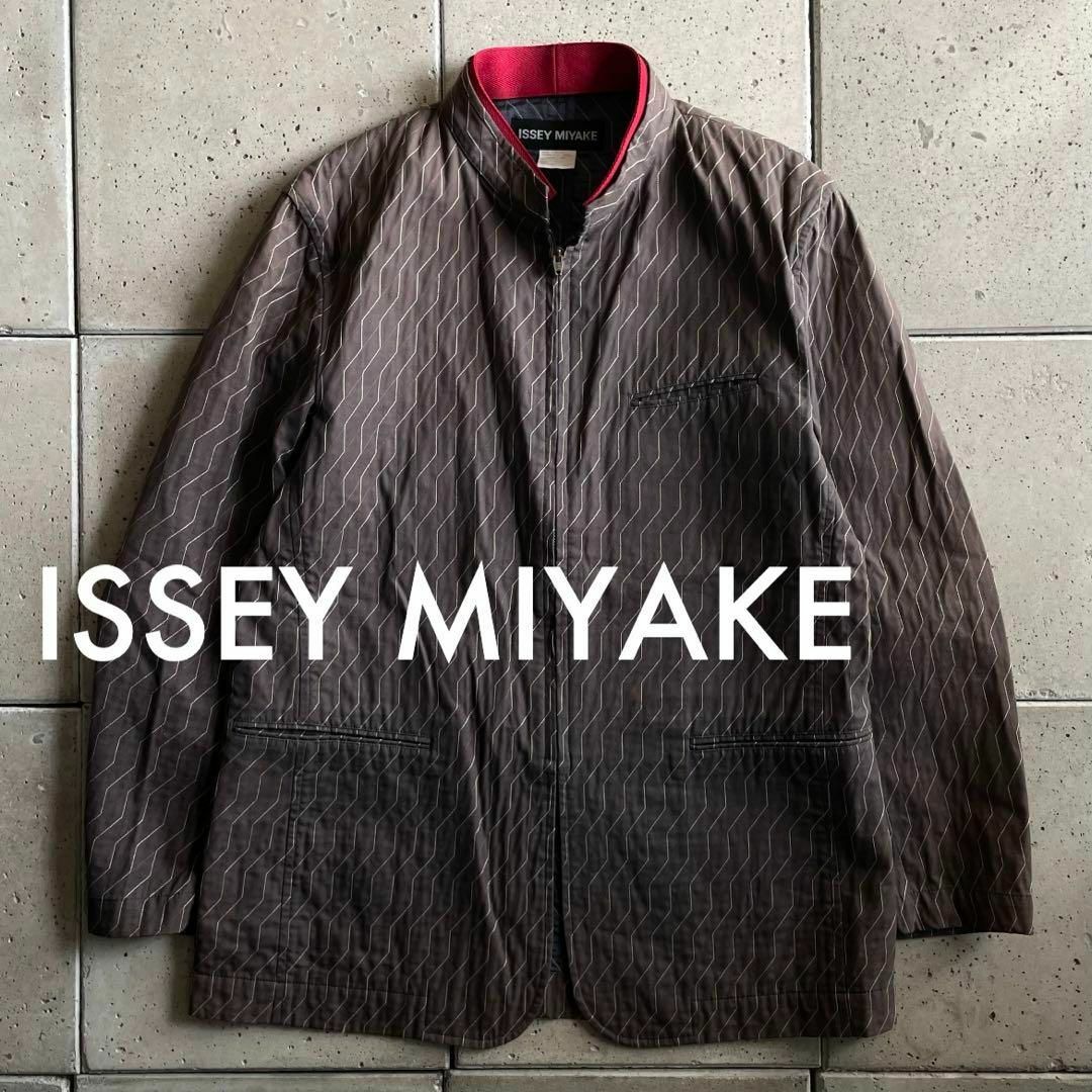 ISSEY MIYAKE(イッセイミヤケ)の90sアーカイブ イッセイミヤケ 幾何学模様キルティング ジップ ジャケット 2 メンズのジャケット/アウター(テーラードジャケット)の商品写真