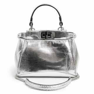 フェンディ(FENDI)のフェンディ ピーカブー XS 2Way チェーンショルダー ハンドバッグ 斜め掛け リザード エキゾチックレザー アルジェント シルバー 銀 シルバー金具 8BN309 FENDI（未使用　展示品）(ハンドバッグ)