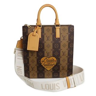 ルイヴィトン(LOUIS VUITTON)のルイ ヴィトン LV スクエアード サックプラ メッセンジャー NIGO 2Way ショルダー ハンドバッグ 斜め掛け モノグラム ストライプ キャンバス ブラウン 茶 ゴールド金具 M45969 箱付 LOUIS VUITTON（新品・未使用品）(ハンドバッグ)