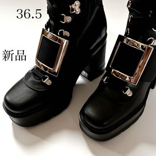 ロジェヴィヴィエ(ROGER VIVIER)の新品/36.5 ロジェ ヴィヴィエ コンバットブーツ ブーツ ブラック 黒(ブーツ)