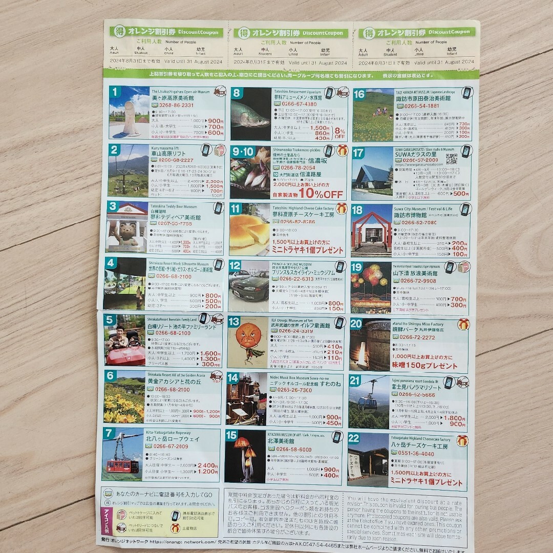 長野県 オレンジ割引クーポン券 チケットの優待券/割引券(その他)の商品写真