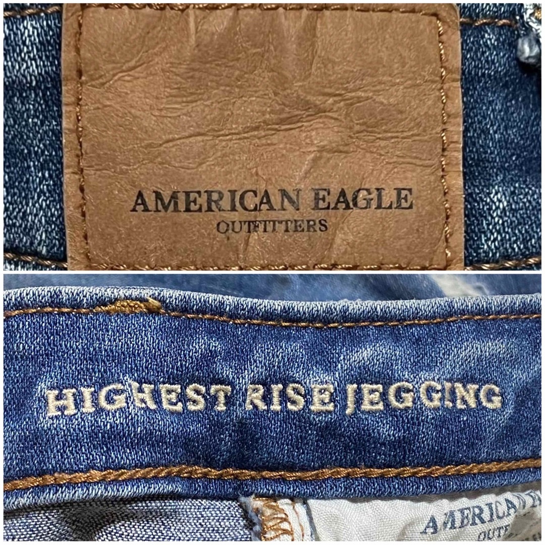 American Eagle(アメリカンイーグル)のアメリカンイーグル ハイライズ ジェギング ダメージ加工 サイズUS0 ショート レディースのパンツ(デニム/ジーンズ)の商品写真