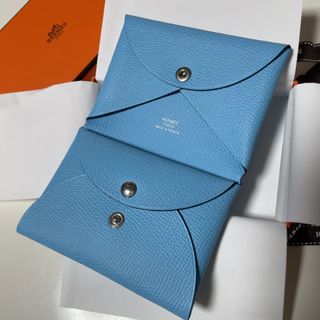 エルメス(Hermes)の新品未使用 エルメス ミニ財布 カルヴィデュオ セレステ ヴォーエプソン(折り財布)