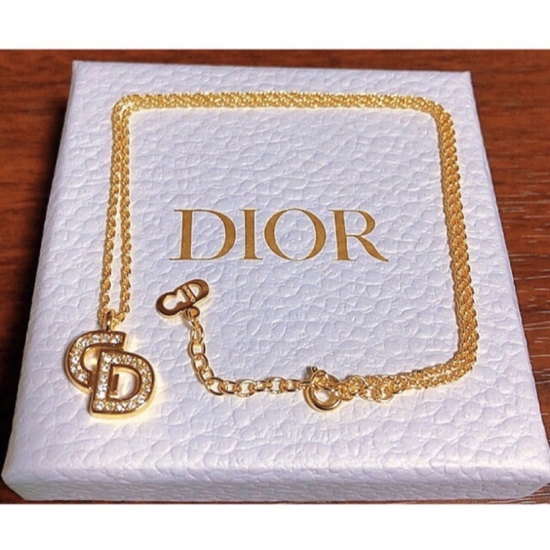 Dior 人気 ストーン ネックレス 上品 ゴールド 可愛い キラキラアクセサリー