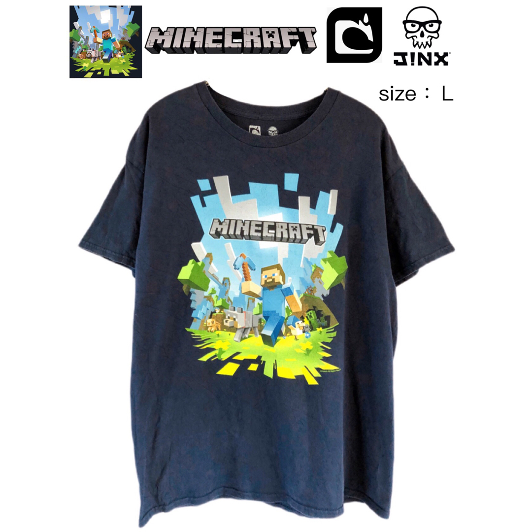 Minecraft　マインクラフト　Tシャツ　L　ネイビー　USA古着 メンズのトップス(Tシャツ/カットソー(半袖/袖なし))の商品写真