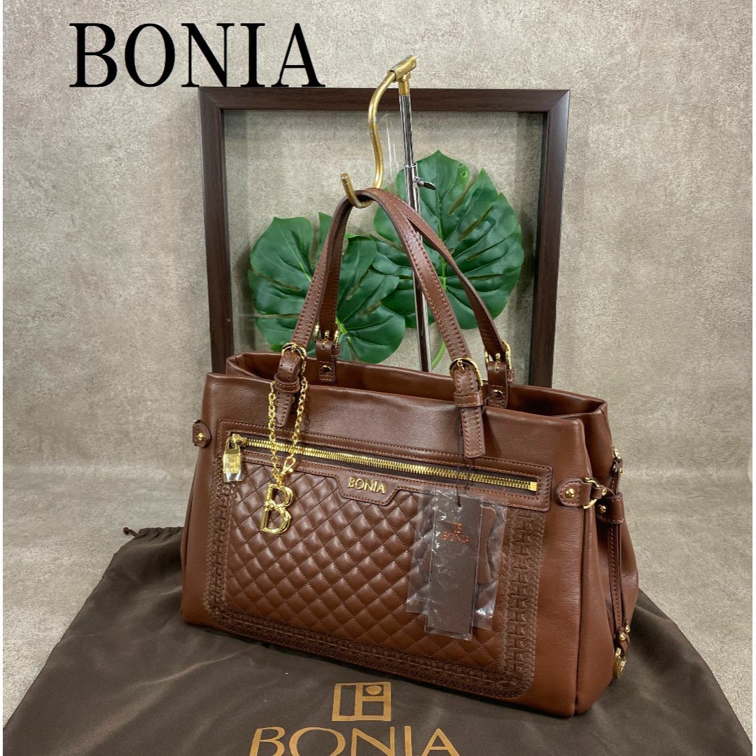 BONIA ボニア 牛革 トートバッグ ブラウンレディース