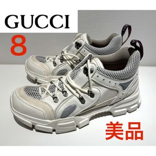 グッチ(Gucci)の美品❗️ GUCCI トレックスニーカー レザー×メッシュ ホワイト(スニーカー)