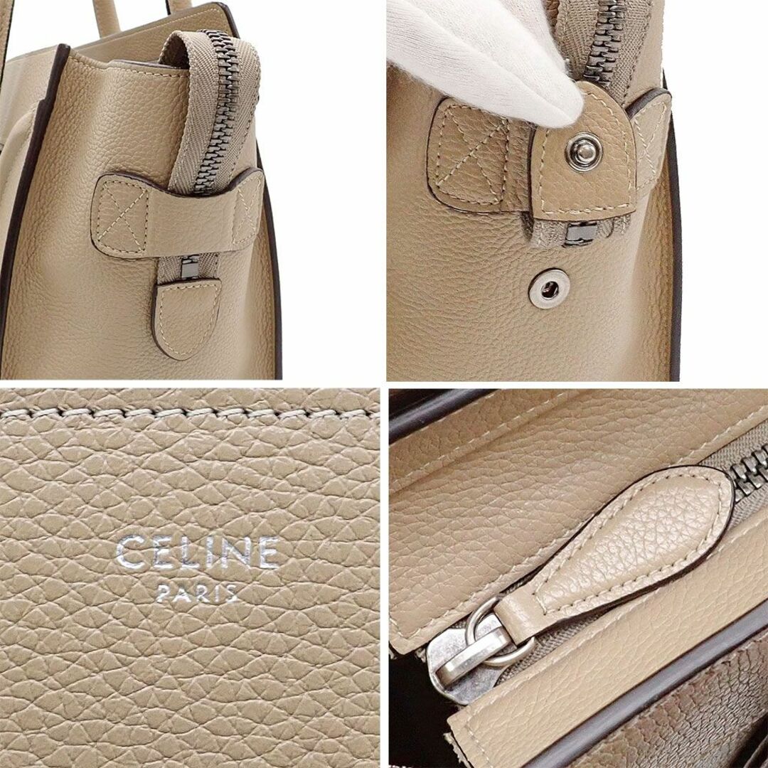 celine(セリーヌ)の未使用品 セリーヌ ラゲージ マイクロショッパー ハンドバッグ 189793DRU デューン ベージュ ドラムドカーフスキン レディースのバッグ(ハンドバッグ)の商品写真