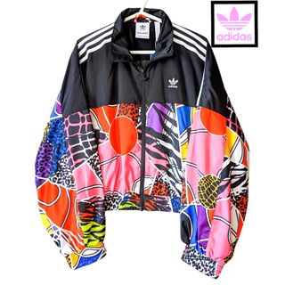 【美品】adidas　アディダス　総花柄　フラワー　ナイロンジャケット　パーカー